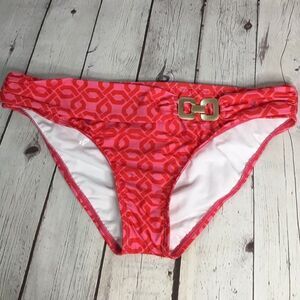 NWT Athena Women's Pink Low Rise Banded Front Bikini Bottom Size 10